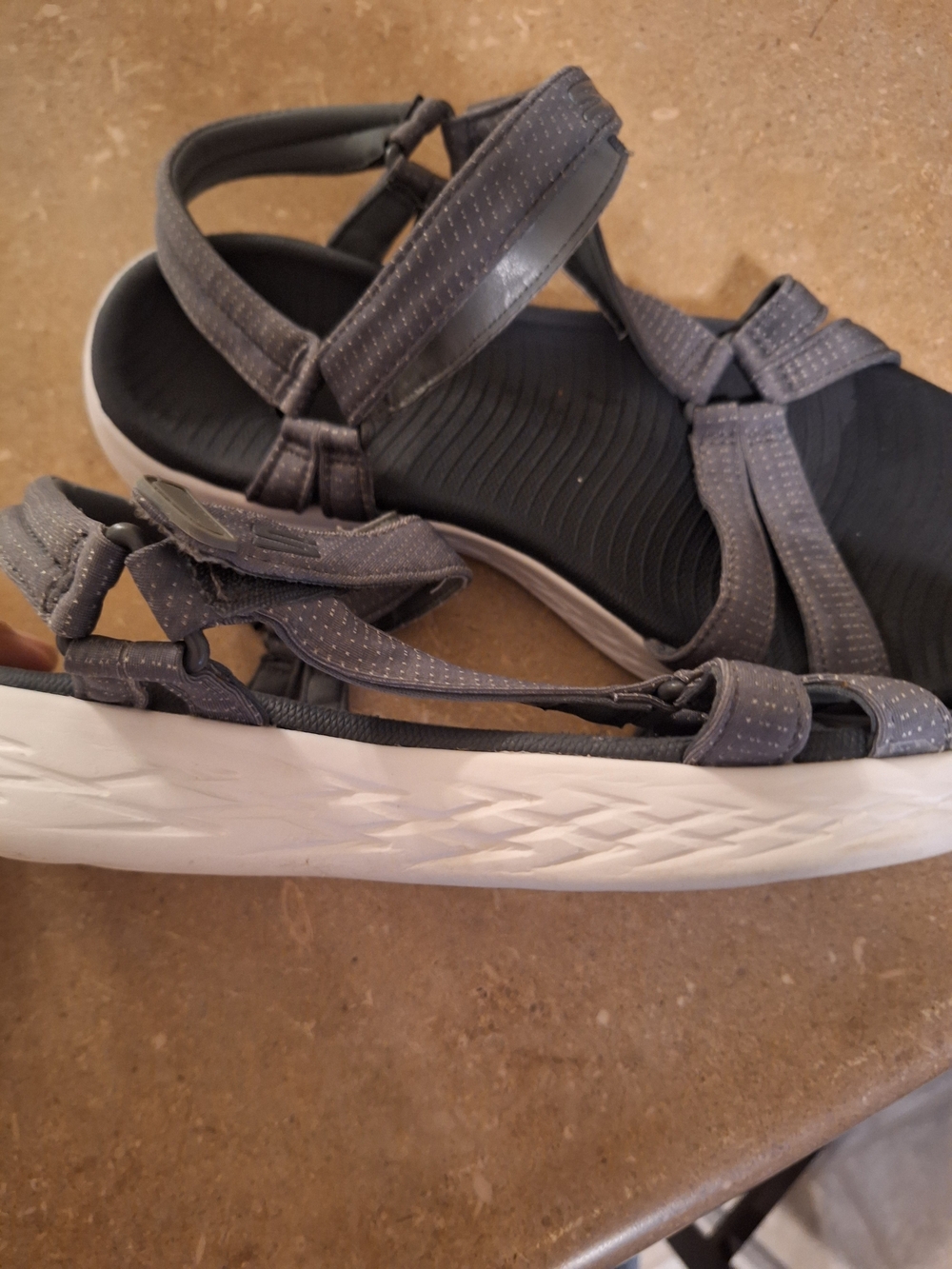 Skechers Gray and Black Comfort Strap Sandals
